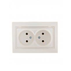 Розетка 2-м СП Mira 16А IP20 без заземл. со вставкой керамика жемчуж./бел. перламутр. LEZARD 701-3030-128