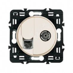 Celiane Панель лицевая для розетки телевизионной RJ+TV слоновая кость Celiane Панель лицевая для розетки телевизионной RJ+TV слоновая кость