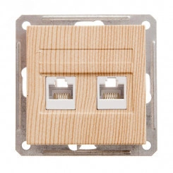 W59 Розетка информационная двойная скрытая без рамки категория 5е сосна