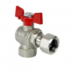 Кран шаровой PREMIUM для воды 11Б27фт1М латунный никелированный угловой с накидной гайкой 1/2' ВР-ВР бабочка