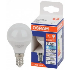 Лампа светодиодная LED 7Вт Е14 6500К 600Лм шар 220В (замена 60Вт) OSRAM Лампа светодиодная LED 7Вт Е14 6500К 600Лм шар 220В (замена 60Вт) OSRAM