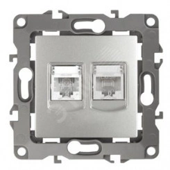 Розетка комбинированная RJ45+RJ11, Эра12, алюминий, 12-3109-03