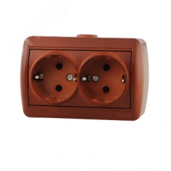 Ната Розетка двойная с заземлением керамика вишня Ната Розетка двойная с заземлением керамика вишня