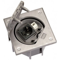 Основа влагостойкая IP66 с замком, розеткой Schuko и разъемом RJ45 Cat.5e UTP из нержавеющей стали K45 Connect Основа влагостойкая IP66 с замком, розеткой Schuko и разъемом RJ45 Cat.5e UTP из нержавеющей стали K45 Connect