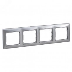 VALENA Рамка 4 поста горизонтальная алюминий индивидуальная упаковка VALENA Рамка 4 поста горизонтальная алюминий индивидуальная упаковка