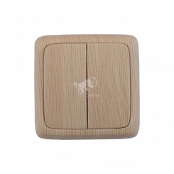 Выключатель двухклавишный наружный с изоляционной пластиной с индикацией сосна 10А