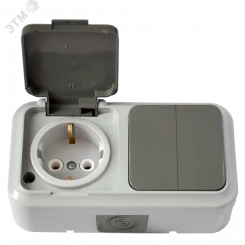 Беларусь Блок выключатель двухклавишный+розетка с заземлением наружный IP54 2В-РЦ-659 (03) Беларусь Блок выключатель двухклавишный+розетка с заземлением наружный IP54 2В-РЦ-659 (03)