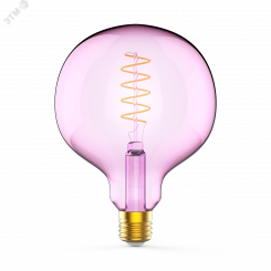 Лампа светодиодная филаментная LED 5 Вт 190 лм 1800К AC185-265В E27 шар G125 теплая розовая колба Black Filament Gauss