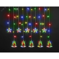 Гирлянда новогодняя светодиодная NGF-D037-06 бахрома звезды и елки RGBY 3*0.6м IP20 Гирлянда новогодняя светодиодная NGF-D037-06 бахрома звезды и елки RGBY 3*0.6м IP20