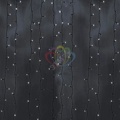 Гирлянда светодиодный Дождь 2х6 м, постоянное свечение, черный провод, 230 В, диоды белые Гирлянда светодиодный Дождь 2х6 м, постоянное свечение, черный провод, 230 В, диоды белые