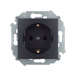 Розетка с заземлением Schuko 16А 250В винт зажим графит Розетка с заземлением Schuko 16А 250В винт зажим графит