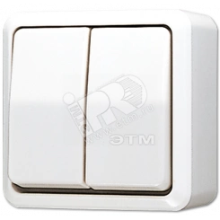 Выключатель для накладного монтажа сдвоенный  белый