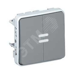 Plexo Переключатель двойной с подсветкой серый