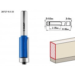 Фреза кромочная с нижним подшипником 9.5x25мм, хвостовик 8мм