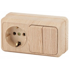 Блок розетка с выключателем Intro Quadro 2-702-11 двойным горизонтальный 10(16)А-250В, IP20, ОУ, сосна Блок розетка с выключателем Intro Quadro 2-702-11 двойным горизонтальный 10(16)А-250В, IP20, ОУ, сосна