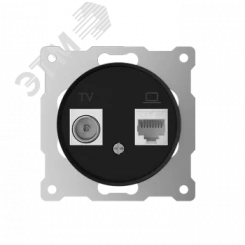 Розетка двойная антенна/компьютер TV/RJ45 кат.5e, цвет черный (серия Florence) Розетка двойная антенна/компьютер TV/RJ45 кат.5e, цвет черный (серия Florence)