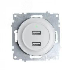 Розетка USB двойная, с подсветкой, цвет белый Розетка USB двойная, с подсветкой, цвет белый