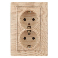 Розетка Intro Plano 1-205-11 с заземлением двойная 2X2P+E Schuko, 16А-250В, IP20, СУ, сосна Розетка Intro Plano 1-205-11 с заземлением двойная 2X2P+E Schuko, 16А-250В, IP20, СУ, сосна