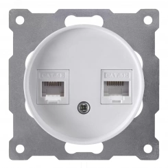 Розетка двойная компьютерная RJ45 кат.5e, цвет белый (серия Florence) Розетка двойная компьютерная RJ45 кат.5e, цвет белый (серия Florence)