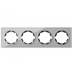 Рамка горизонтальная стеклянная на 4 прибора, цвет серый Рамка горизонтальная стеклянная на 4 прибора, цвет серый