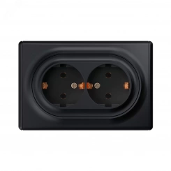 Розетка двойная, в сборе, с заземлением винтовые контакты, цвет чёрный (серия Florence) Розетка двойная, в сборе, с заземлением винтовые контакты, цвет чёрный (серия Florence)