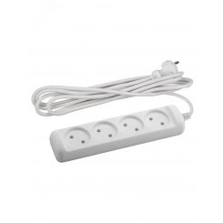 Удлинитель электрический UX-4-5m без заземления 4 розетки 5м ШВВП 2x0,75мм2 6А белый Удлинитель электрический UX-4-5m без заземления 4 розетки 5м ШВВП 2x0,75мм2 6А белый