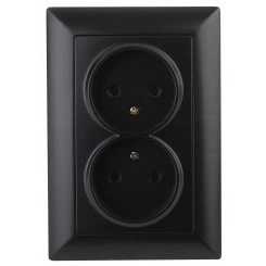 Розетка Intro Solo 4-204-05 без заземления двойная 16А-250В, IP20, СУ, антрацит