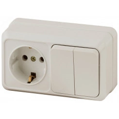 Блок розетка с выключателем Intro Quadro 2-702-02 двойным горизонтальный 10(16)А-250В, IP20, ОУ, слоновая кость Блок розетка с выключателем Intro Quadro 2-702-02 двойным горизонтальный 10(16)А-250В, IP20, ОУ, слоновая кость