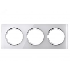 Рамка горизонтальная стеклянная тройная, цвет белый Рамка горизонтальная стеклянная тройная, цвет белый