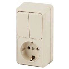 Блок розетка с выключателем Intro Quadro 2-706-02 двойным вертикальный 10(16)А-250В, IP20, ОУ, слоновая кость Блок розетка с выключателем Intro Quadro 2-706-02 двойным вертикальный 10(16)А-250В, IP20, ОУ, слоновая кость