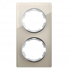 Рамка вертикальная стеклянная двойная, цвет бежевый Рамка вертикальная стеклянная двойная, цвет бежевый