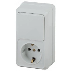 Блок розетка с выключателем Intro Quadro 2-705-01 вертикальный 10(16)А-250В, IP20, ОУ, белый Блок розетка с выключателем Intro Quadro 2-705-01 вертикальный 10(16)А-250В, IP20, ОУ, белый