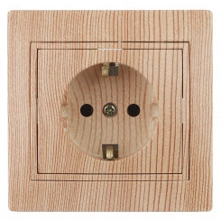 Розетка Intro Plano 1-202-11 с заземлением 2P+E Schuko, 16А-250В, IP20, СУ, сосна