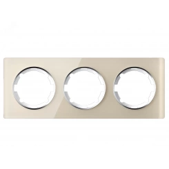 Рамка горизонтальная стеклянная тройная, цвет бежевый Рамка горизонтальная стеклянная тройная, цвет бежевый