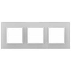 Рамка для розеток и выключателей Elegance 14-5103-01 на 3 поста, стекло, Эра Elegance, белый+белый