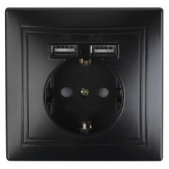 Розетка+USB, IP20,  СУ, Plano, антрацит (10/100/3000) 1-410-05 Intro