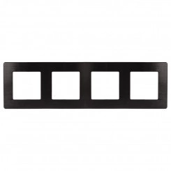 Рамка для розеток и выключателей Серия 12 12-5104-06 на 4 поста, Сатин, чёрный
