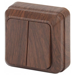 Выключатель двойной, 10А-250В, ОУ, Quadro, венге