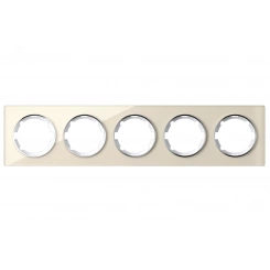 Рамка горизонтальная стеклянная на 5 приборов, цвет бежевый Рамка горизонтальная стеклянная на 5 приборов, цвет бежевый