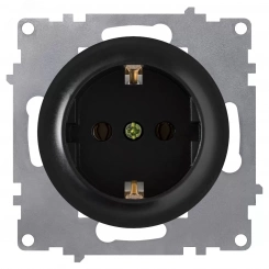 Розетка с заземлением, защитные шторки, винтовые контакты, цвет чёрный (серия Florence) Розетка с заземлением, защитные шторки, винтовые контакты, цвет чёрный (серия Florence)