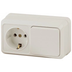 Блок розетка с выключателем Intro Quadro 2-701-02 горизонтальный 10(16)А-250В, IP20, ОУ, слоновая кость Блок розетка с выключателем Intro Quadro 2-701-02 горизонтальный 10(16)А-250В, IP20, ОУ, слоновая кость