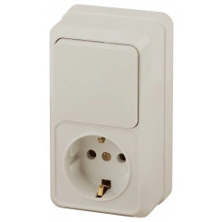 Блок розетка с выключателем Intro Quadro 2-705-02 вертикальный 10(16)А-250В, IP20, ОУ, слоновая кость Блок розетка с выключателем Intro Quadro 2-705-02 вертикальный 10(16)А-250В, IP20, ОУ, слоновая кость