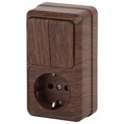 Блок розетка с выключателем Intro Quadro 2-706-10 двойным вертикальный 10(16)А-250В, IP20, ОУ, венге Блок розетка с выключателем Intro Quadro 2-706-10 двойным вертикальный 10(16)А-250В, IP20, ОУ, венге