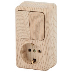 Блок розетка с выключателем Intro Quadro 2-706-11 двойным вертикальный 10(16)А-250В, IP20, ОУ, сосна Блок розетка с выключателем Intro Quadro 2-706-11 двойным вертикальный 10(16)А-250В, IP20, ОУ, сосна