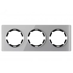 Рамка горизонтальная стеклянная тройная, цвет серый Рамка горизонтальная стеклянная тройная, цвет серый