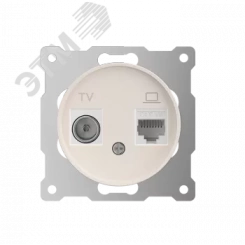 Розетка двойная антенна/компьютер TV/RJ45 кат.5e, цвет бежевый (серия Florence) Розетка двойная антенна/компьютер TV/RJ45 кат.5e, цвет бежевый (серия Florence)