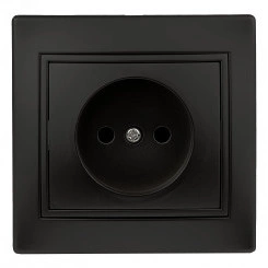 Розетка 2P, 16А-250В, IP20, СУ, Plano, антрацит (10/200/2400)1-201-05 Intro