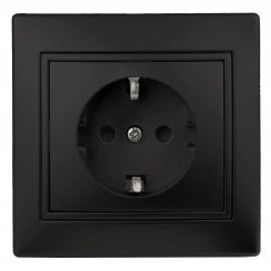 Розетка Intro Plano 1-202-05 с заземлением 2P+E Schuko, 16А-250В, IP20, СУ, антрацит