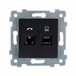 Мария Механизм розетки низковольтной ПК/ТЛФ 2 гнезда скр.уст. РКТ2-465 Антрацит Мария Механизм розетки низковольтной ПК/ТЛФ 2 гнезда скр.уст. РКТ2-465 Антрацит