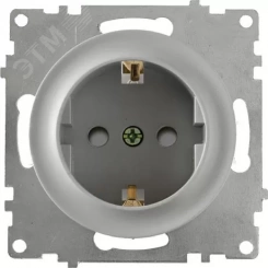 Розетка с заземлением, защитные шторки, винтовые контакты, цвет серый (серия Florence)